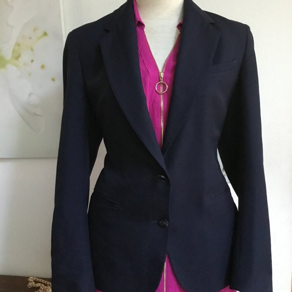LINDEN GREY Workout Casual Jacket Blazer Two Button Lined Pockets Blue 04